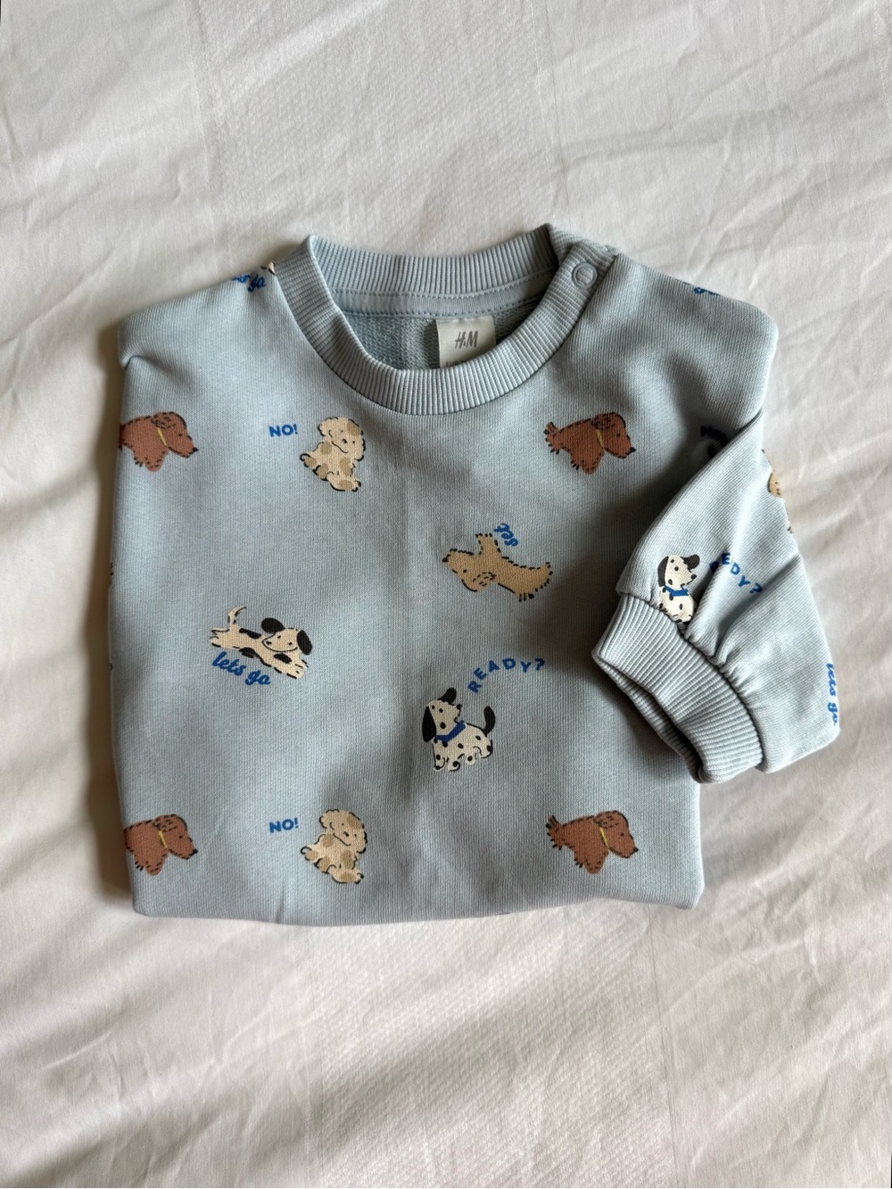H&M Baby Blue Puppy Dog Sweatshirt size 9M - New with Tags - Oversized 18M 2T